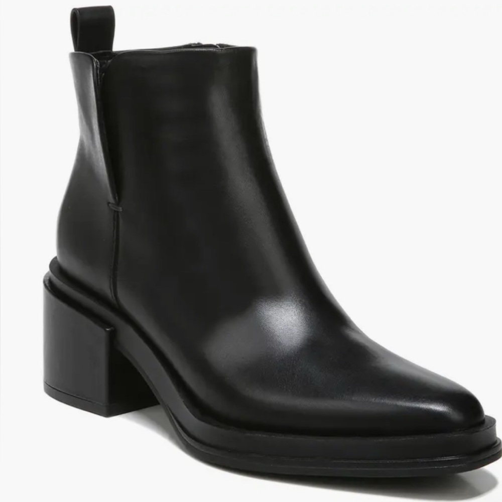 FRANCO SARTO DALDEN LEATHER BLACK BOOTIE CHUNKY HEEL SIZE 8.5 - Picture 3 of 12